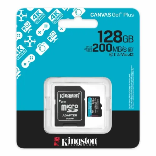 Cartão de Memória Micro SD Kingston Canvas Go Plus 128GB V30 A2 microSDXC