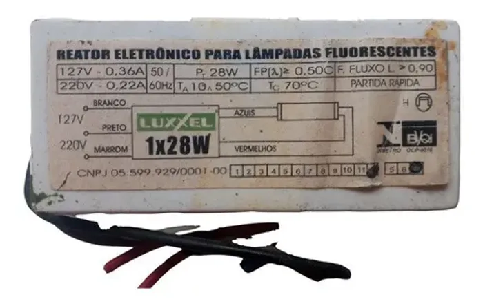 Reator Eletrônico Lâmpada Fluorescente 1X28W Luxxel
