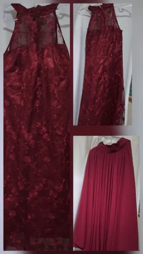 Vestido midi , pode usar com a saia , vira longo vermelho e verde