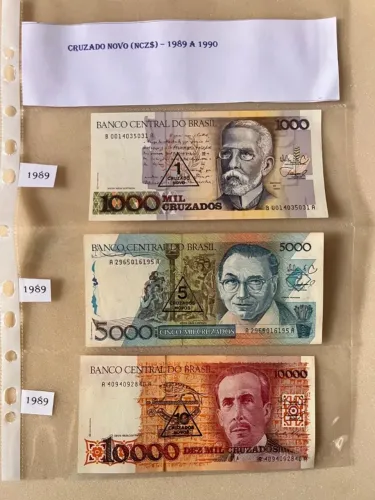Cédula antiga do Brasil - Padrão Cruzado Novo - lote completo