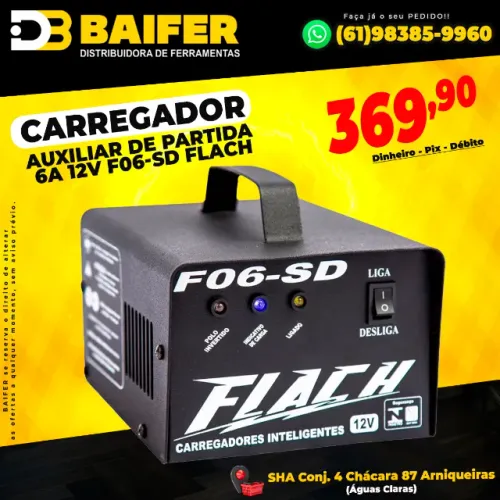 Carregador Auxiliar de Partida 6A 12V F06-SD Flach