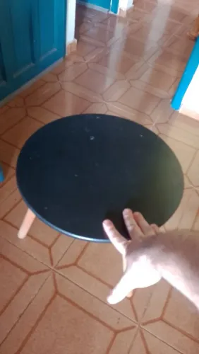 Mesa de centro redonda preta recondicionada