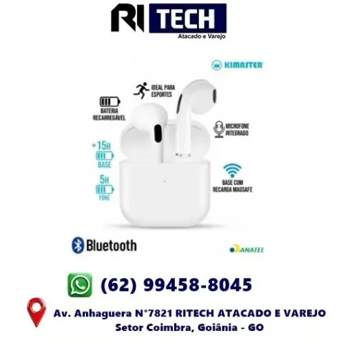 Fone de Ouvido Bluetooth 5.3 Kimaster TWS 300 Atende Chamadas Com Microfone 1 Ano Garantia