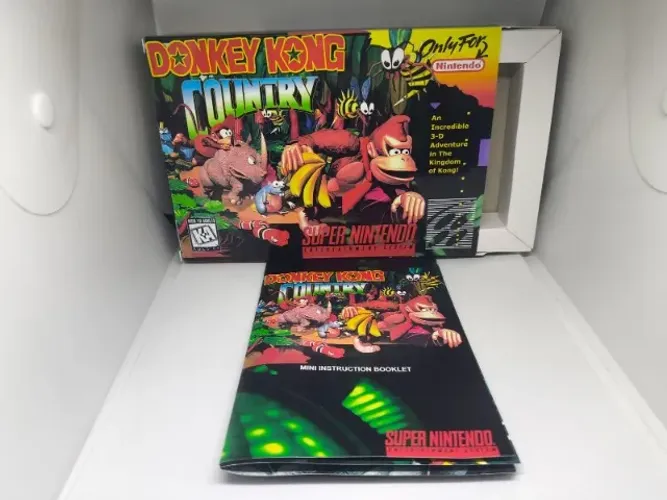 Caixa do Jogo Donkey Kong Country para Super Nintendo - Inclui Berço e Mini Manua