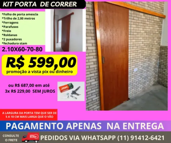 porta de correr - entregamos zs-zl-zo-zn-abc - frete a/c