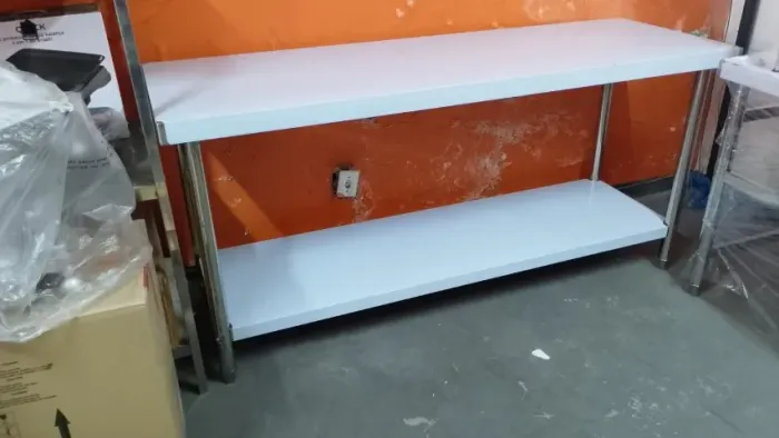 Mesa 1,80m x 60cm Aço Inox 201 Com Prateleira Lisa Embaixo Urumax