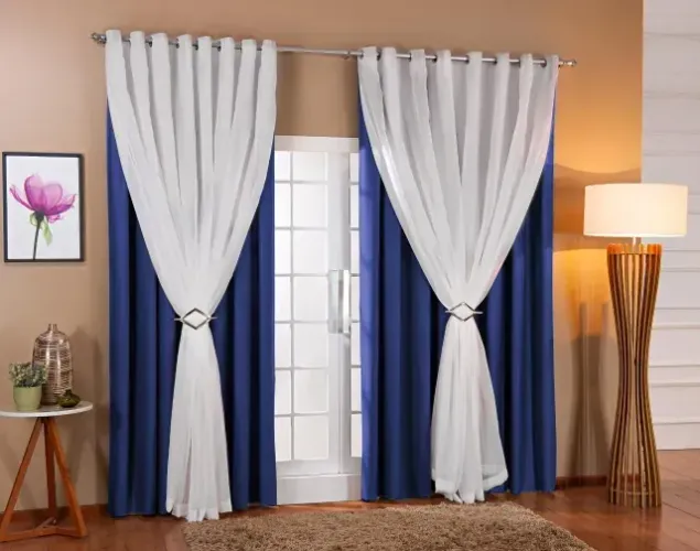 Cortina Azul/Branco Blackout
