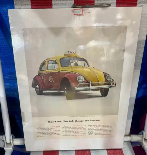 Quadro Fusca Folha Revista Americana Antiga NY