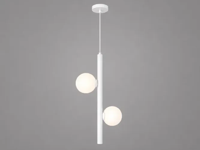 Pendente moderno duas bola de vidro 60cm branco