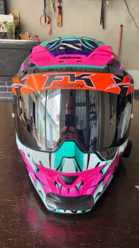 Capacete NoRisk Rock Feminino + Comunicador V6 - Tamanho 56 - ZERO