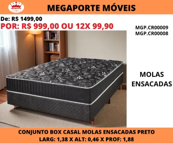 Conjunto Box Molas Ensacadas Casal Cristal Flex
