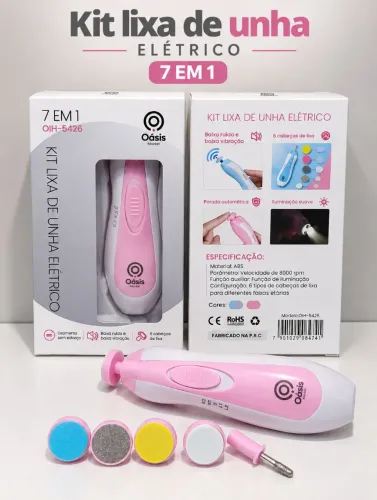Kit Lixa de Unha Elétrica 7 em 1 Oásis