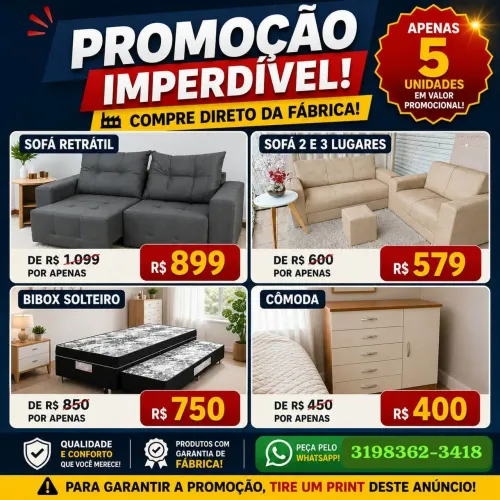 Sofá, cama,cômoda móveis direto de fábrica