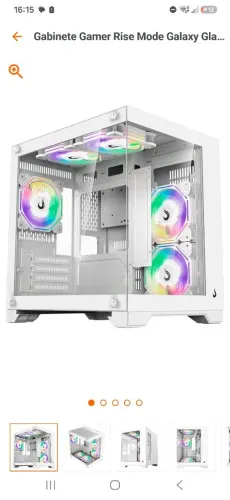 Gabinete Gamer Rise Mode Galaxy Glass M Mini, M-ATX, Lateral e Frontal em Vidro Temperado,