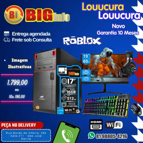 Computador Completo Intel Cpu I7, 16gb Memória Ram, Ssd 480 Mon 19 - Em ate 10x Fixas