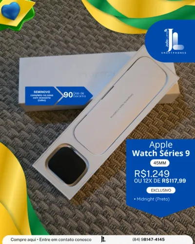 APPLE WATCH SÉRIES 9, 45MM, MIDNIGHT, SEMINOVO, EXCLUSIVO!