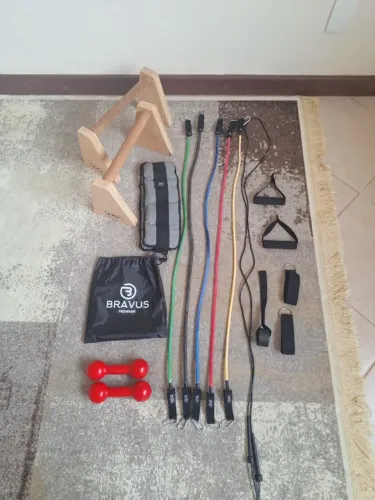Kit de Elásticos e Acessórios para Treino/Musculação em casa