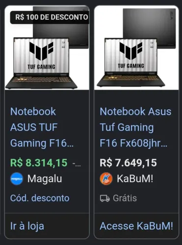 Notebook Asus Tuf RTX 5050 16Gb 14450HX (Lacrado/NF/Garantia)