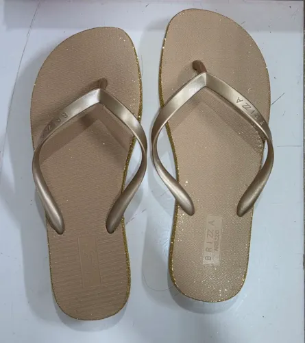 Chinelo Sandália Brizza Arezzo Dourado com Glitter - Novo