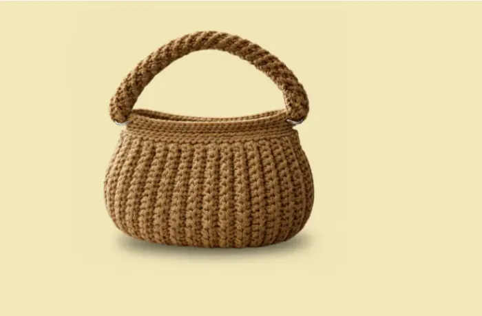Bolsa De Crochê Fio Naútico Feminina Beje