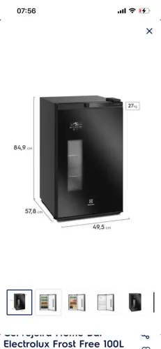 Cervejeira Home Bar Electrolux Frost Free 100L Porta de Vidro Preta