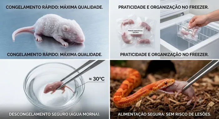 ? Pinkies (Neonatos) Congelados - Nutrição Segura e Prática para Pets Exóticos