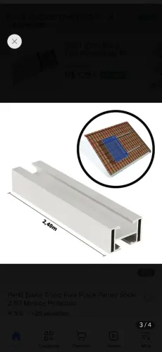 Barra alumínio para placa solar