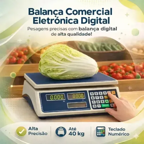 Balança Comercial Digital 40kg Alta Precisão Bateria