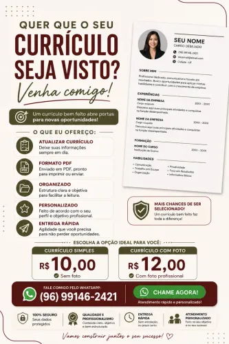 ? Seu currículo precisa se destacar? Eu posso te ajudar!