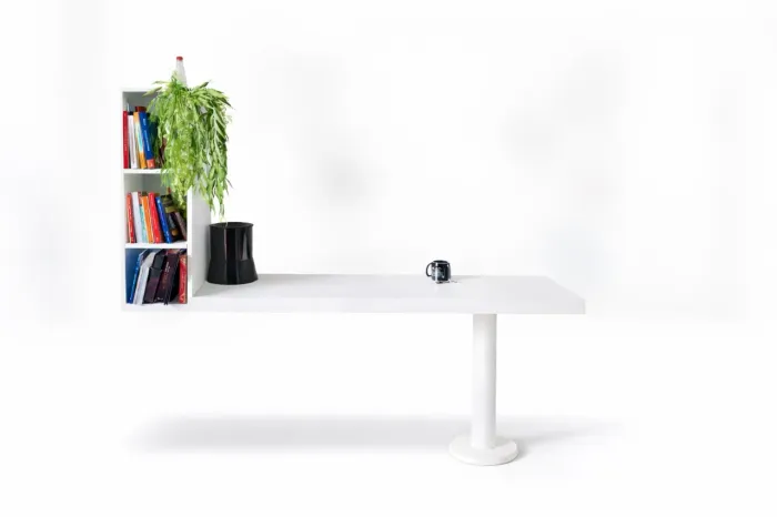 Balcão Branco Multifuncional com Prateleiras