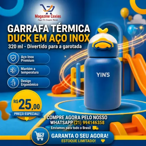 Garrafa Térmica Duck em Plastica e Aço Inox 320Ml Elegante e Versatil - Magazine Caxias