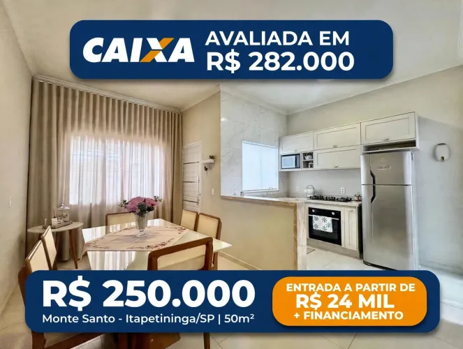CASA À VENDA C/ 2 QUARTOS POR R$ 250.000 - JD. MONTE SANTO - ITAPETININGA/SP