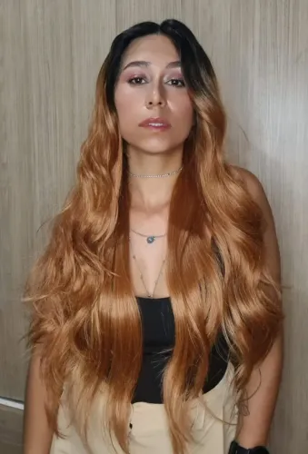 peruca lace front feminina ruiva longa