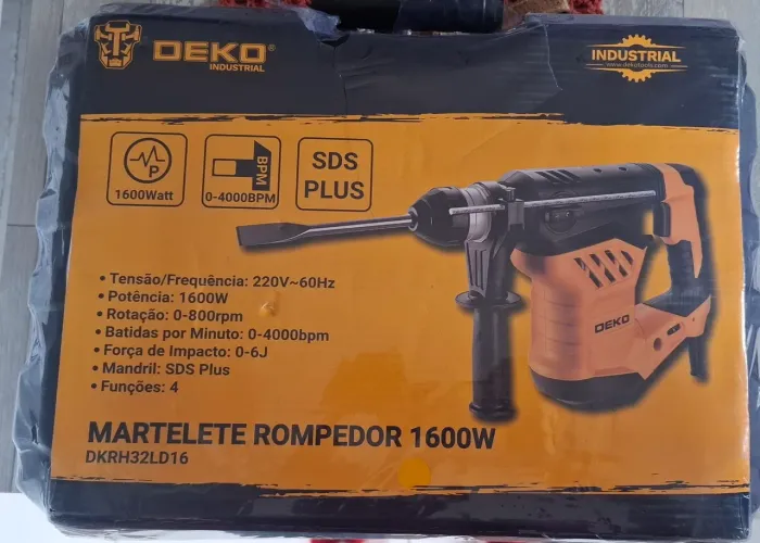 Martelete Perfurador Rompedor 1600W da Deko (modelo DKRH32LD16),
