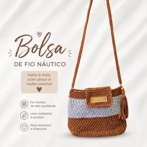 Bolsa de crochê fio náutico. Leia a descrição.