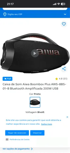 VENDO BOMBOX AIWA ZERO.