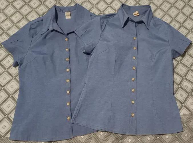 KIT 2 camisas femininas manga curta cor azul claro