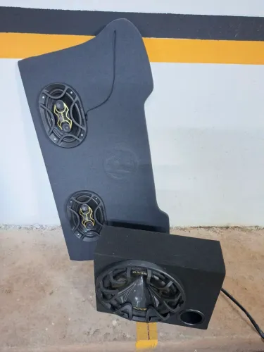Tampao gol g4 com 6x9 bravox mais subwolfer bravox 12 polegadas