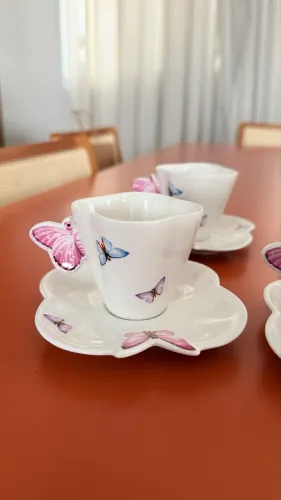 Conjunto 6 xícaras café borboletas Wolff