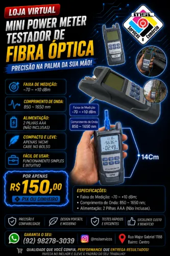 Mini Power Meter - Testador de Fibra Óptica | Alta Precisão