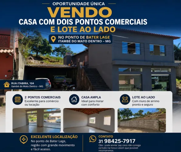 Vendo imóvel em Itambé do Mato Dentro