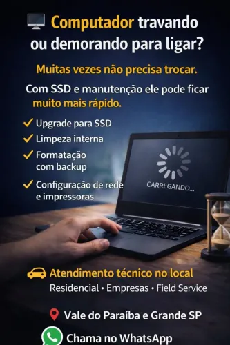 PC ou notebook com problema? Técnico experiente em domicílio