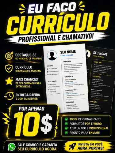 currículo chamativos e formal 10$