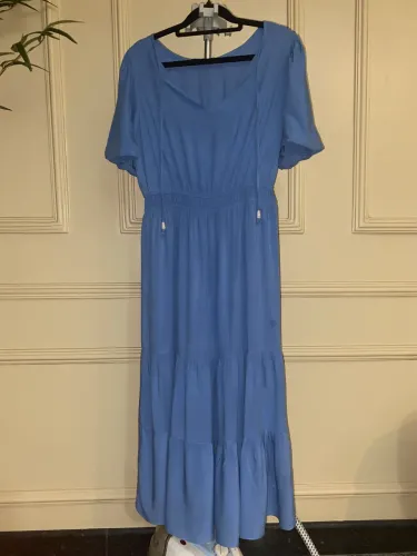 vestido lounge longo azul P
