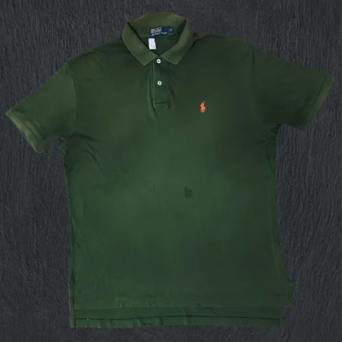 Camisa pólo Ralph Lauren Verde militar e logo laranja - Tamanho G