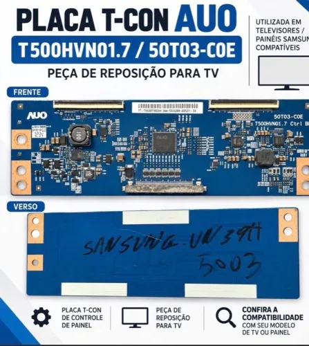 Placa T-CON AUO T500HVN01.7 50T03-C0E para TV Samsung