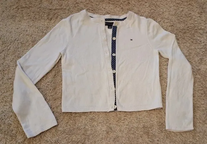 casaco tricô tommy hilfiger branco 6-7 anos