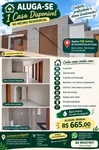ALUGO CASA EM RESIDENCIAL/ APENAS 1 DISPONÍVEL