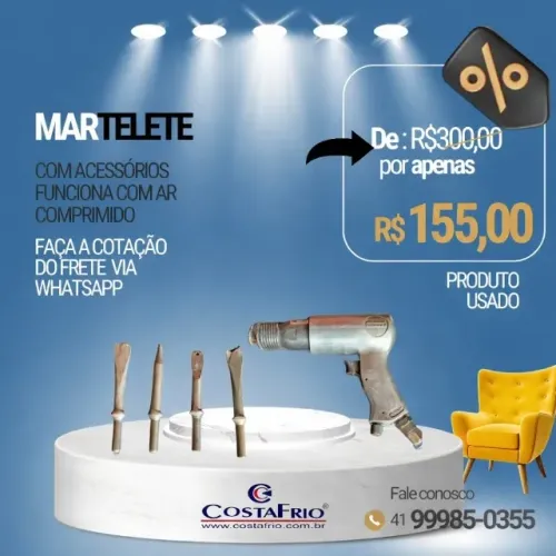 ### *Martelete Pneumático com Acessórios - Produto Usado*