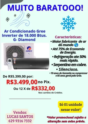 Ar condicionado Gree inverter 18.000 BTUS G- Diamond